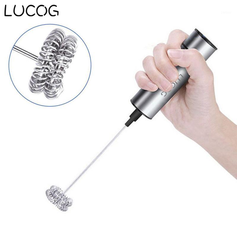

LUCOG Double Spring Whisk Head Electric Milk Frother Stainless Steel Handheld Milk Foamer Drink Mixer for Coffee Cappuccino1