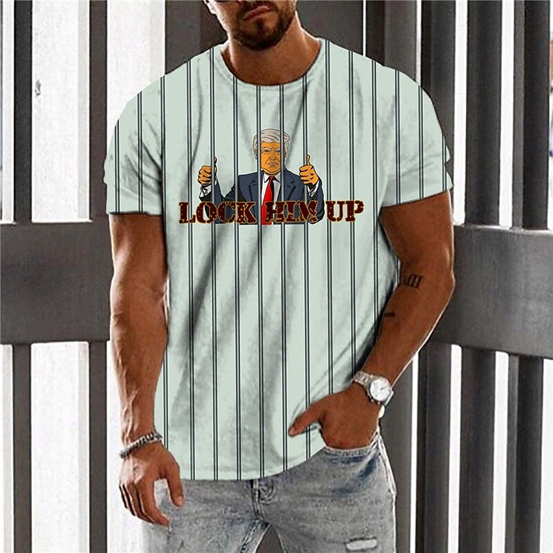 Men's Unisex T shirt 3D Print Graphic Prints Human Crew Neck Lock Him Up Street Daily Print Short Sleeve Tops Casual Designer Big and Tall Spor