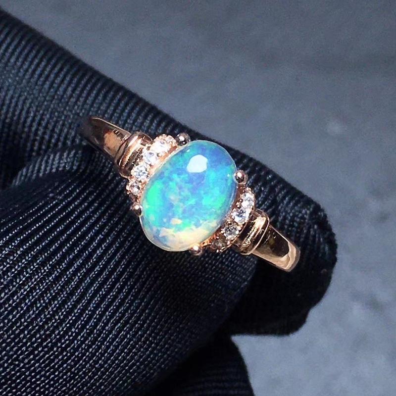 

Cluster Rings Natural Real White Opal Ring Per Jewelry 5*7mm 0.5ct Gemstone 925 Sterling Silver Fine T2063010, Golden;silver