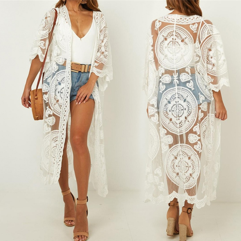 

2020 Lace Beach Pareo Beachwear Swim suit Cover up Playa Pareo Tunics for Beach Tunic Swimwear Women Lace Beach Dress #Q858 T200710, Q138-858