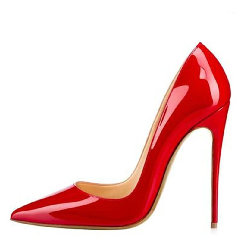 

YECHNE New Sexy Women High Shoes Patent Leathe Woman High Heels Shoes Punch Wedding Lacleer Sexy Party Pumps1, Wine red 10 cm