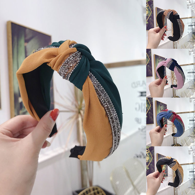 

Sequin Patchwork Headband Orange Hairbands Women Color Block Hair Hoop Accessories For Women Bowknot Cross Tie Wide Side 2020