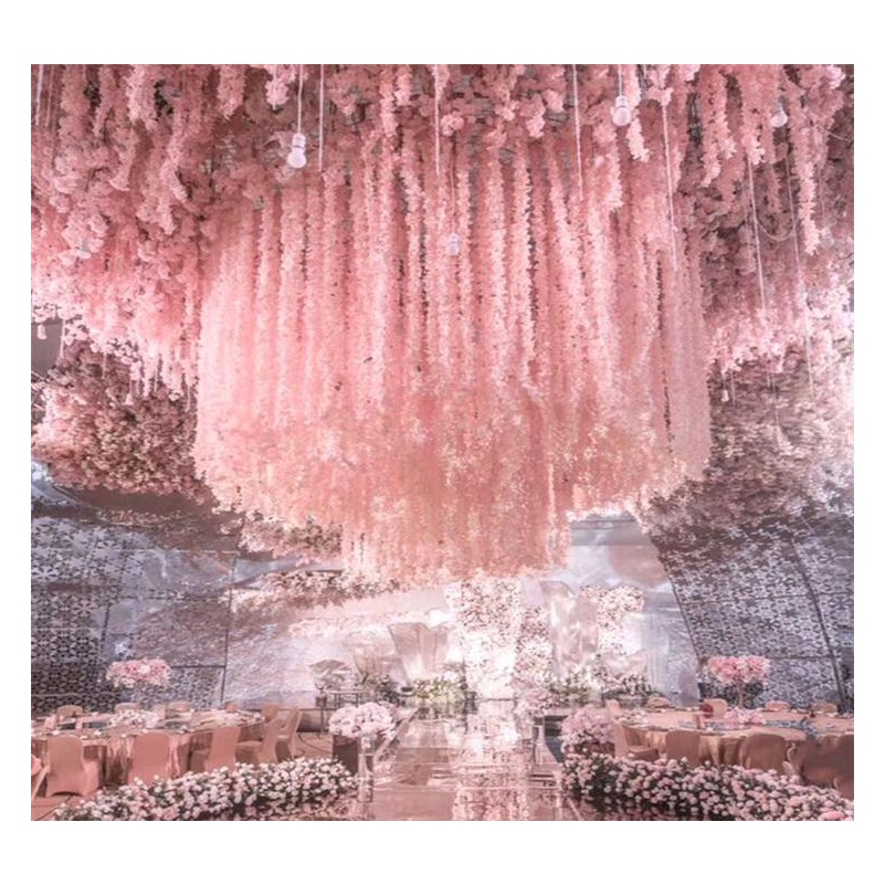 

1m Long Artificial Silk Flowers Wisteria Vine Rattan 20 Colors Fake Flower Table Centerpieces Wedding Decoration Su jllwTR warmslove