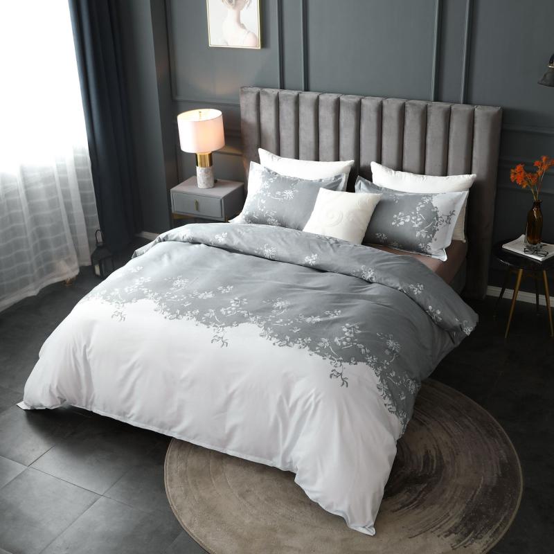 

Aggcual pure color simple beding set luxury hot sale fance textile duvet cover set double bed king size with flower 3pcs be77