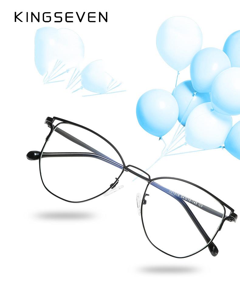 

KINGSEVEN Fashion Transparent Eye Glasses Women Vintage Metal Nearsighted Glasses Optical Anti-blue light