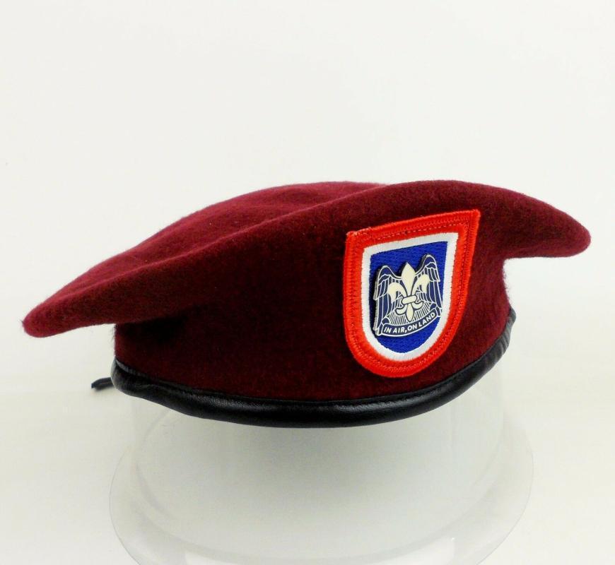 

New US 82ND AIRBORNE DIVISION Maroon Beret HAT Maroon Beret FLASH RED DUI1, As pic