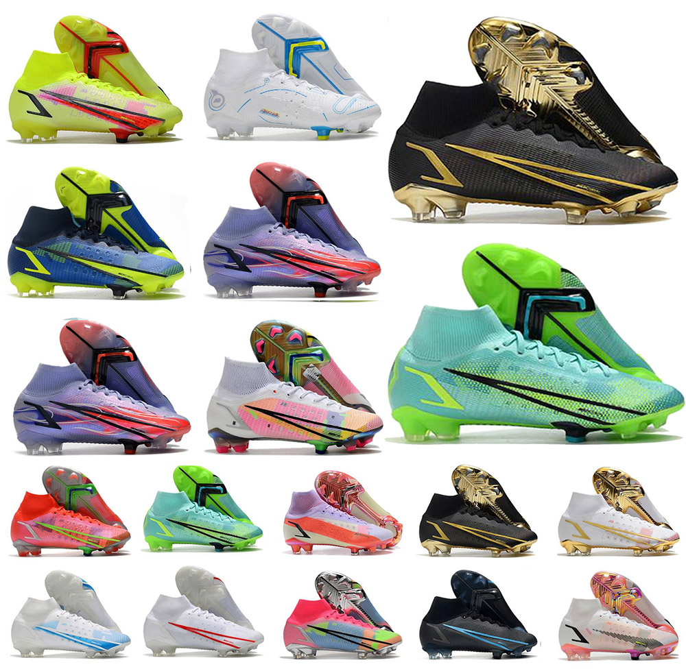 

2022 New Designer Sneakers Shoes Superfly 8 VIII 360 Elite FG Soccer Shoes XIV CR7 Dream Speed First Main Shadow Recharge Gear PACK Mens Boys High Football Boots Cleats, Color:15