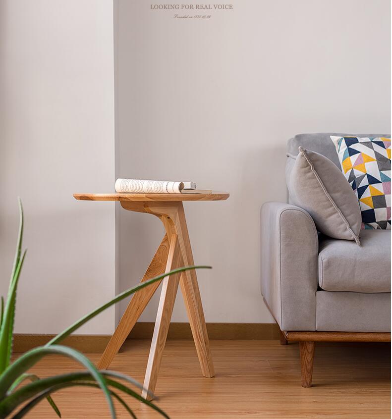 Solid wood small tea table Living Room Furniture family sofa edge several ash wooden whole body polishing coffee tables-image-633492178
