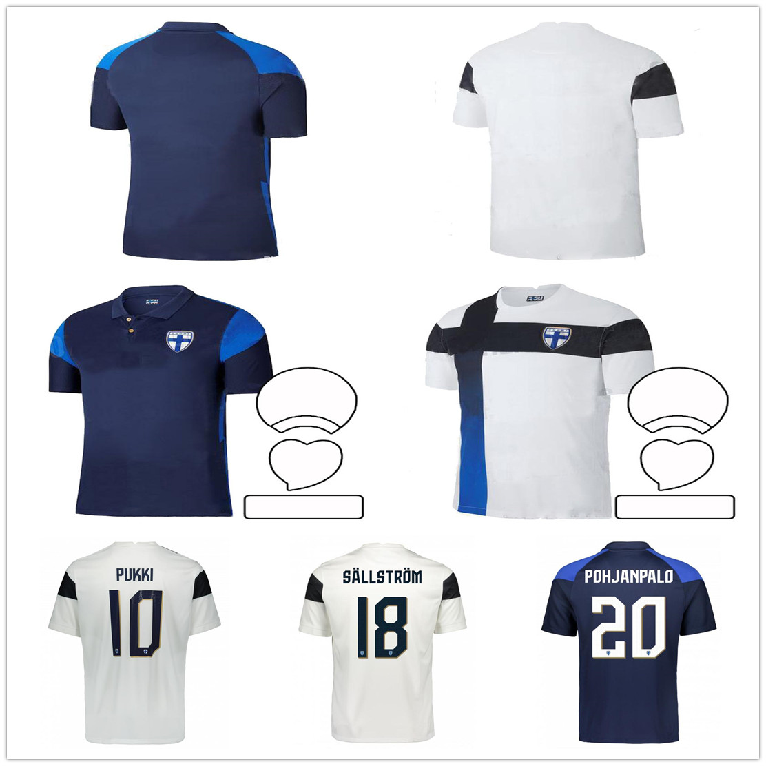 

2021 2022 New Finland National Team Soccer Jersey PUKKI SKRABB RAITALA JENSEN LOD Custom Adult Home Away Football Shirt Uniform, As picture