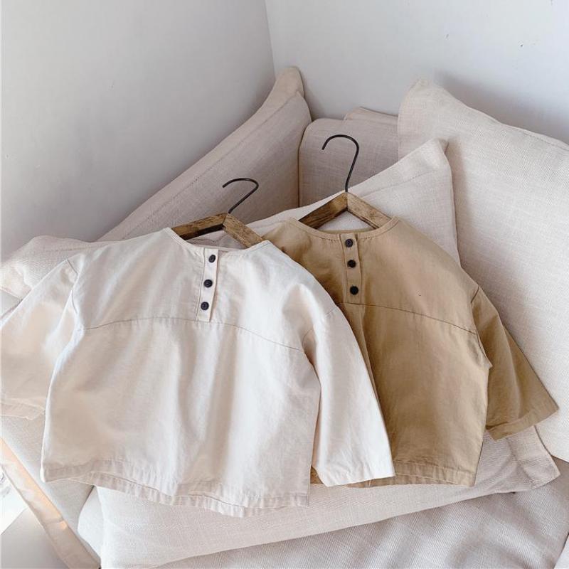 

2021 Girls Children Autumn New Girl's Shirts Cotton Long Sleeve Kids Tops Solid Baby Girl Blouse Tdwf