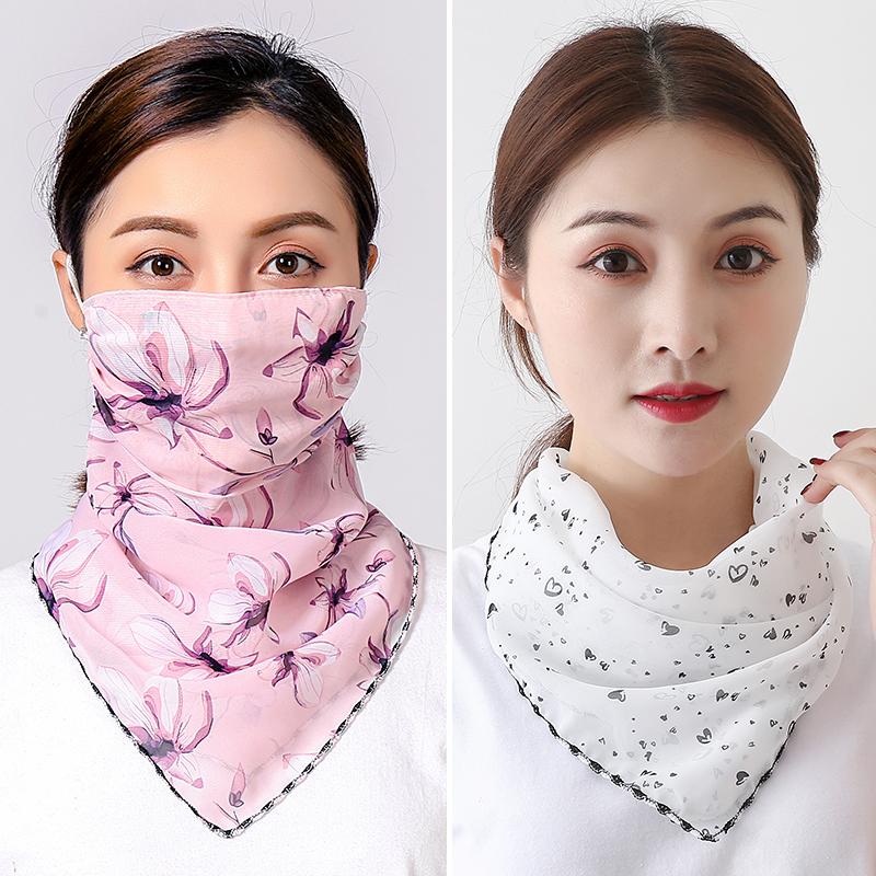 

2021 New Silk Scarf Mask Bandana Neckerchief Sun Protection Mask Hand Band Magic Scarves Neck Wraps Shawl Summer