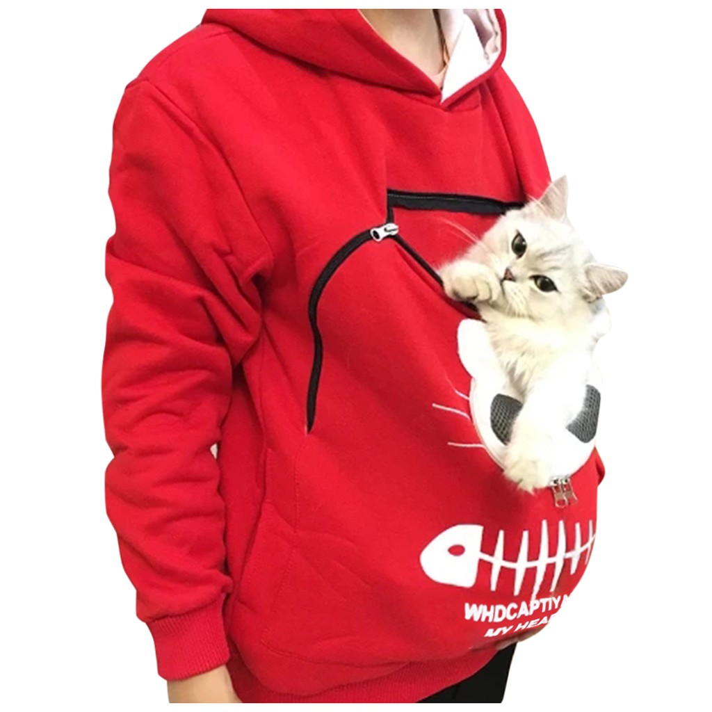 

Februaryfrost Creative Cat Lovers Hoodie Kangaroo Dog Pet Sweatshirt Pullovers Cuddle Pouch Women Hooy Sweatshirt Pocket Animal Ear Hooded, Purple