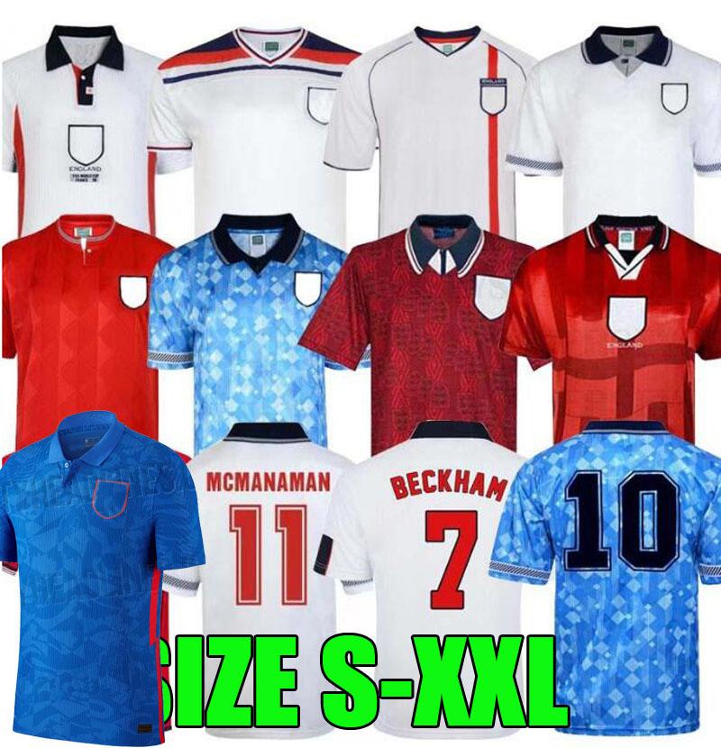 

England Retro World cup Jersey 1982 1994 1998 2002 SHEARER BECKHAM JERSEY 1990 1989 football shirt Gerrard Scholes Owen 1980 HESKEY tops, Patch