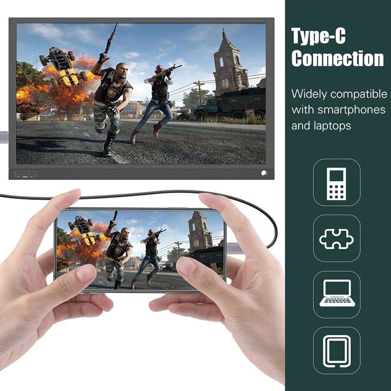 

15.6 Inch Thin Portable screen LCD HD Monitor with Speakers USB Type C for Laptops Phone Xbox Switch PS4 Portable Gaming Monitor