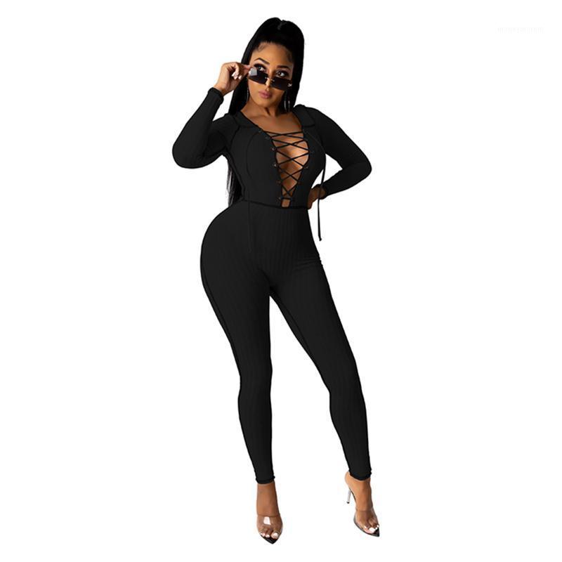 

Womens Casual Eyelet Bandage Pit Jumpsuit1, Black