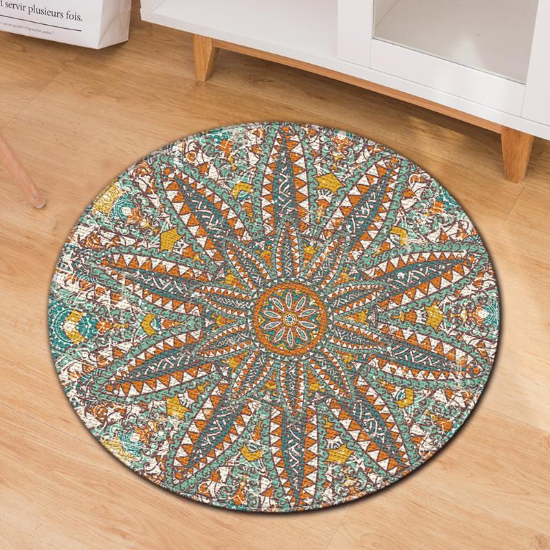 

2021 New Round Shape Carpet Bohemian Style Living Room Bedroom Carpets Yoga Mat Water Absorbing Carpet Seat/compurter Cushion, Green