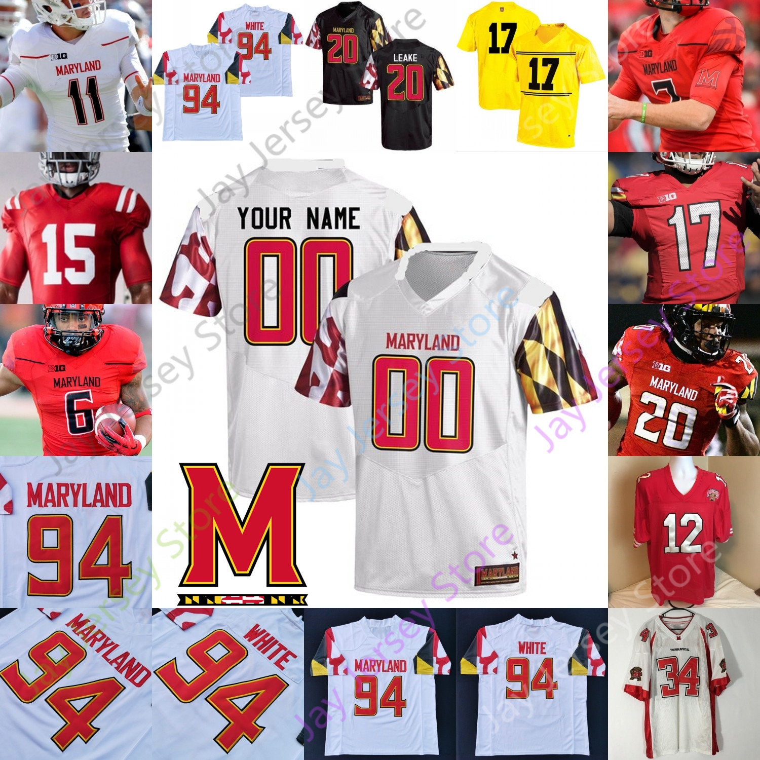 

Maryland Terrapins Football Jersey NCAA College Josh Jackson McFarland Jr. Keandre Jones Pigrome Moore Davis Heyward-Bey Peny Boone Jarrett, Red vi