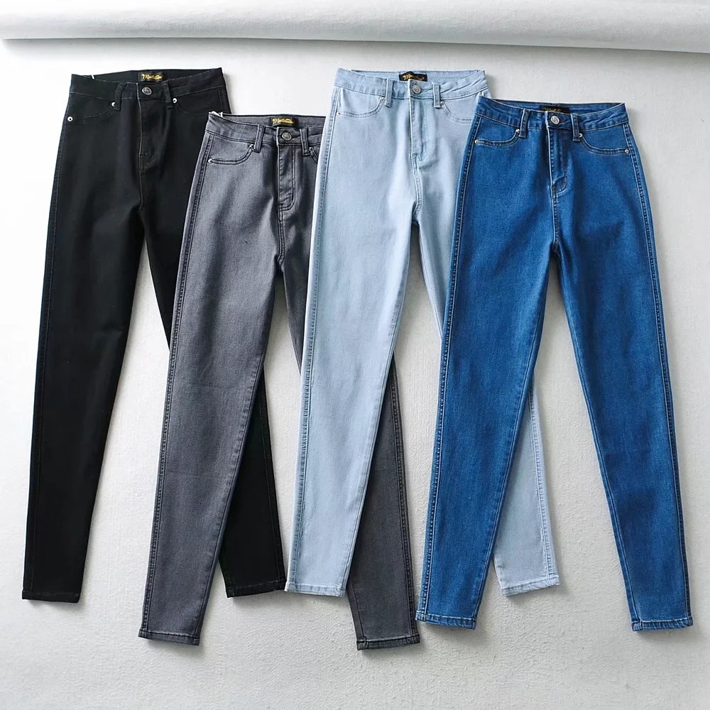 

2021 New Spring Ladies High Elastic Jeans in Europe and the Tight Bound Feet Based Thin Render Pencil Pants Umc8, Black