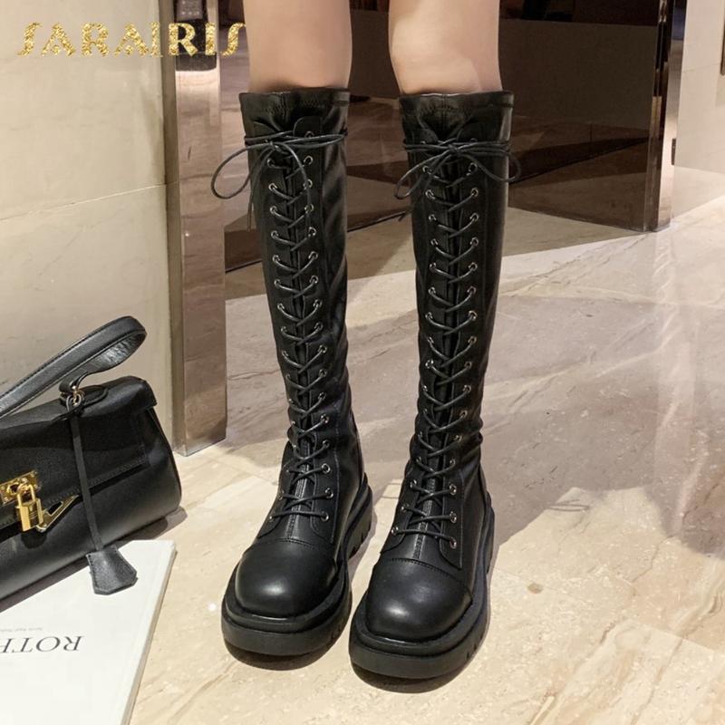 

Sarairis New Design 2021 British Style Fashion INS Motorcycle Boots Woman Shoes Platform cross-tied Dropship Shoes Ladies Boots, Beige