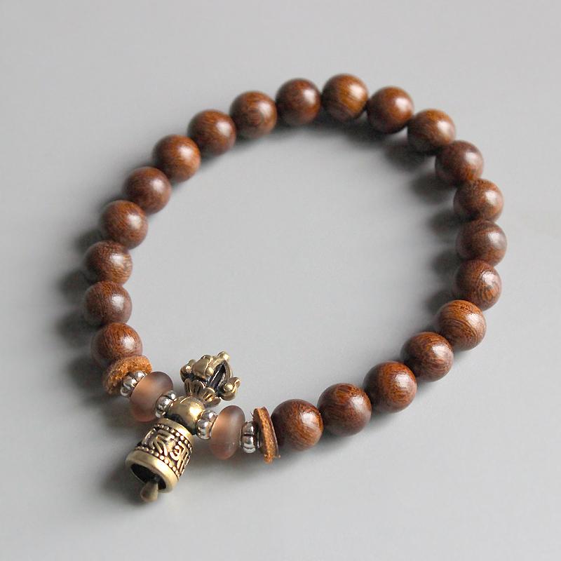 

Wholesale Tibetan Buddhism Nanmu Wood Mala Beads Women Men 's Bracelets Beaded OM Healing Jewelry Lucky Bracelets Handmade