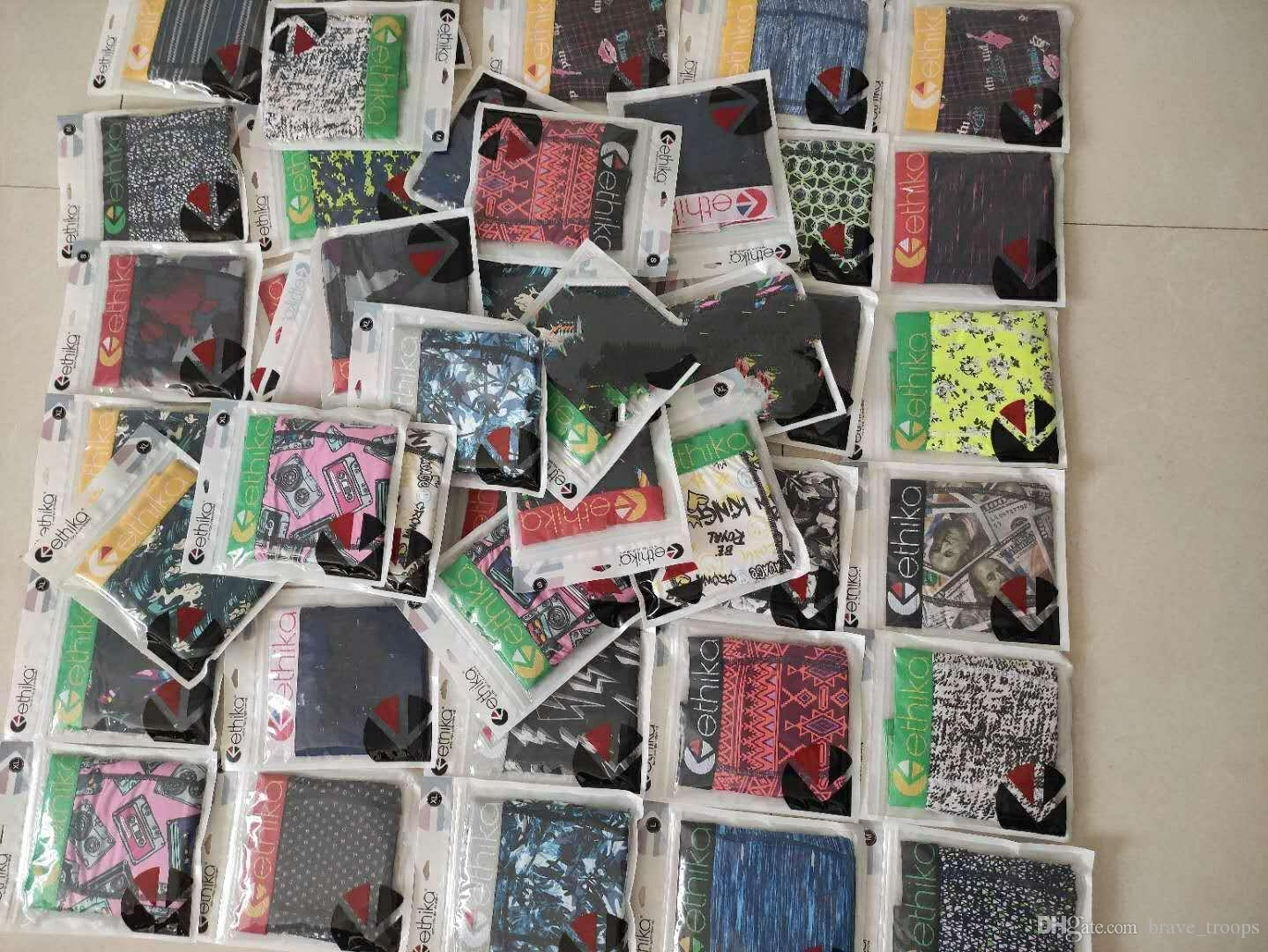 

100% cotton breathable Ethika men' underwear soft men' boxers short letter underwear men' sexy underwear mixed colors12121789