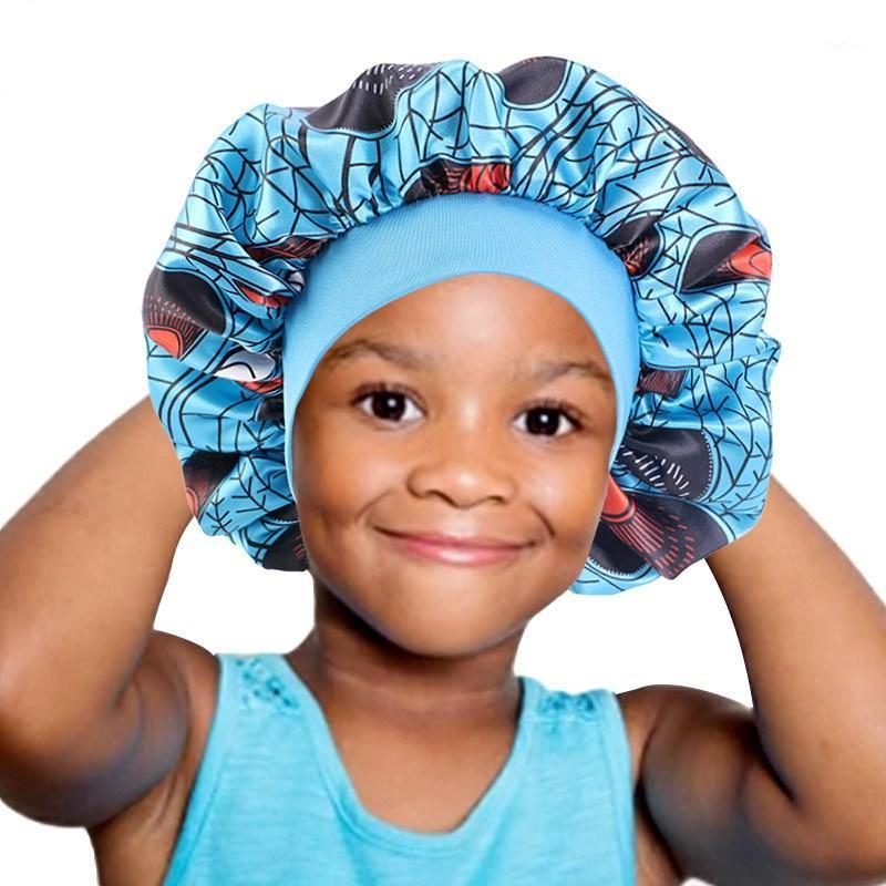 

Satin Night Sleep Hat Kids Girls Hair Care Bonnet Cover Wide Band Shower Caps Beanies Plain Hair Loss Hat1