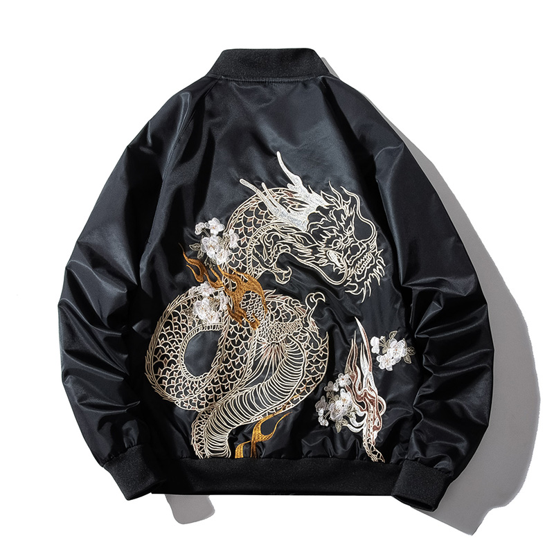 

Marchwind New Spring Autumn Bomber Jacket Men Women Dragon Embroidery Casual Slim Patchwork Windbreaker Jacket Male Outwear Zipper, Spring and fall