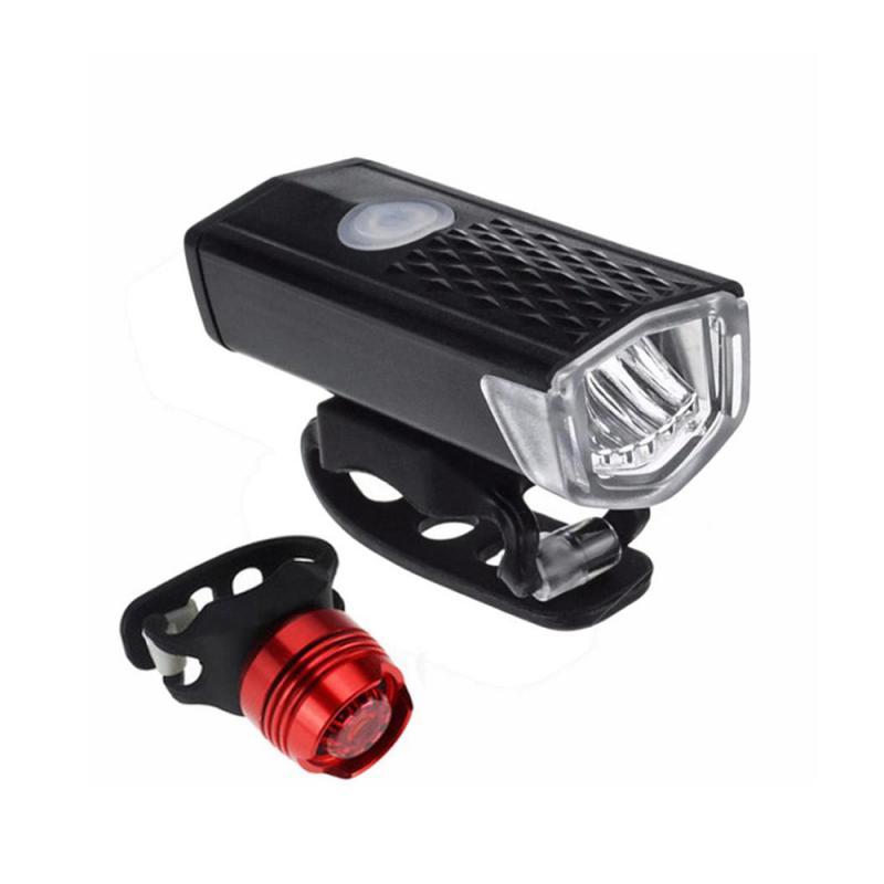 

Bike Bicycle Light Black Waterproof Front Led Lamp USB Charging Bicycle Red Safety Warning Taillight Suit Light Super Bright