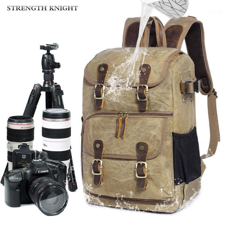 

New SLR Camera Backpack Bag Canvas Waterproof Photography Bag Outdoor Wear-resistant Large Camera Photo Backpack Men Travel Bags1, Army green