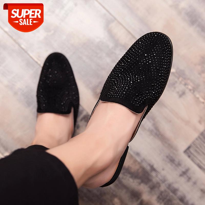 

Men Mules Shoes rhinestone luxury men Slippers half shoes for men casual shoes fashion zapatillas hombre sapato social masculino #888o, Black