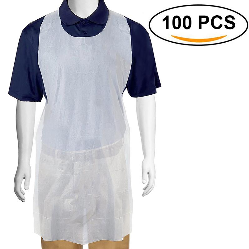 

100pcs/set White Disposable Cleaning Apron Easy Use Kitchen Aprons For Women Men Kitchen Cooking Apron Thin