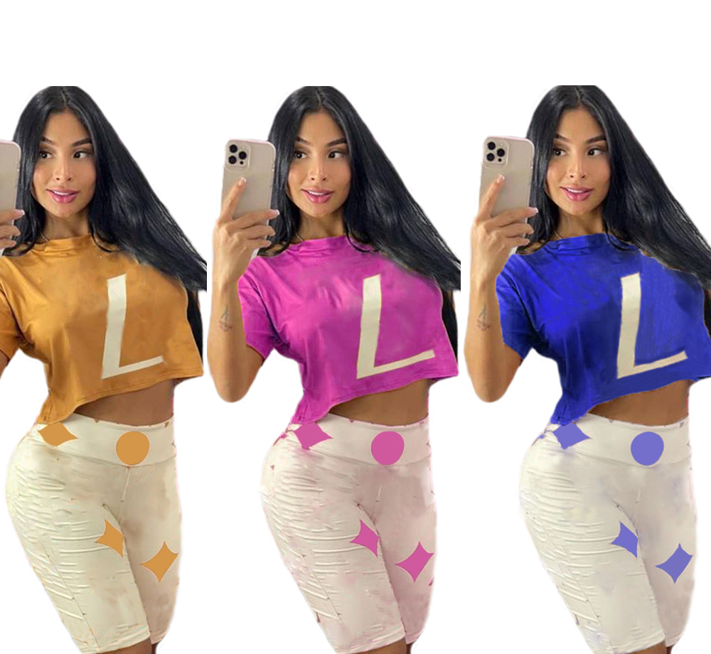

Summer Tracksuits Womens Two Peices Set Leisure Outfits Cotton T-shirts High Waist Shorts, Yellow