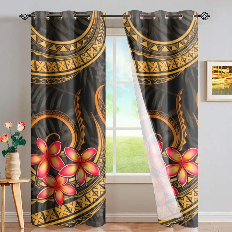 

DARMIAN Tribe Polynesian Plumeria Printing Full Shading Panels Home Window Curtains Blackout Thermal Insulated Grommet Drapes, Cutsom-d30