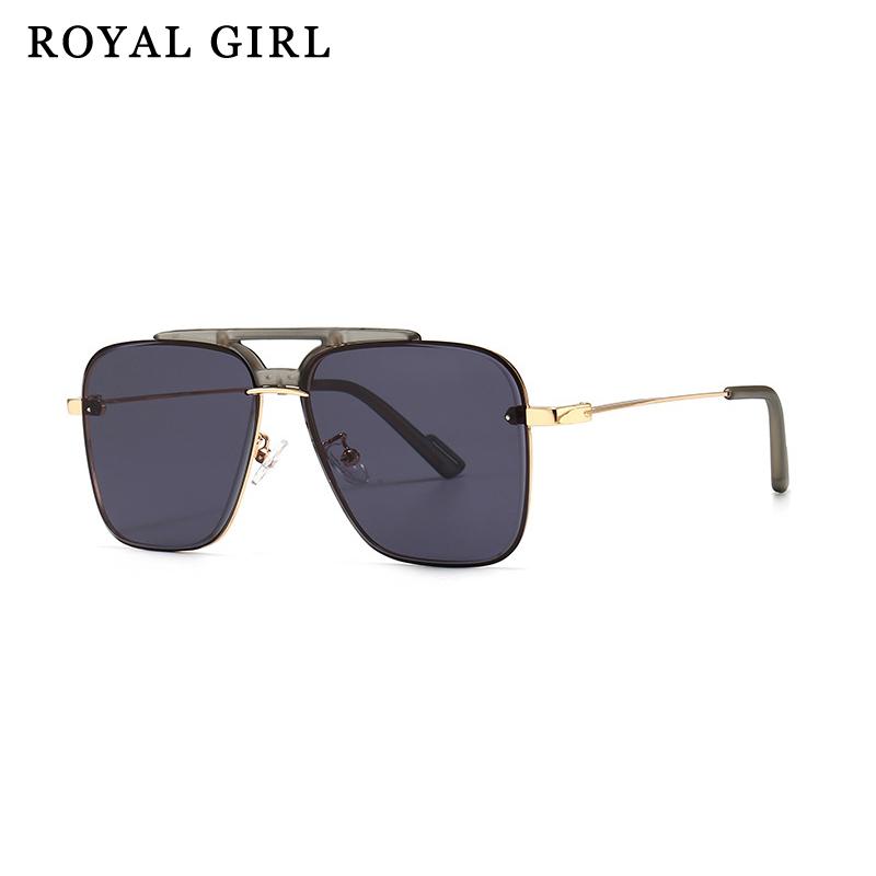 

Sunglasses ROYAL GIRL High Quality Men Women Alloy Frame Pilot Rimless Sun Glasses Driving Brand Designer Male Retro Ss470