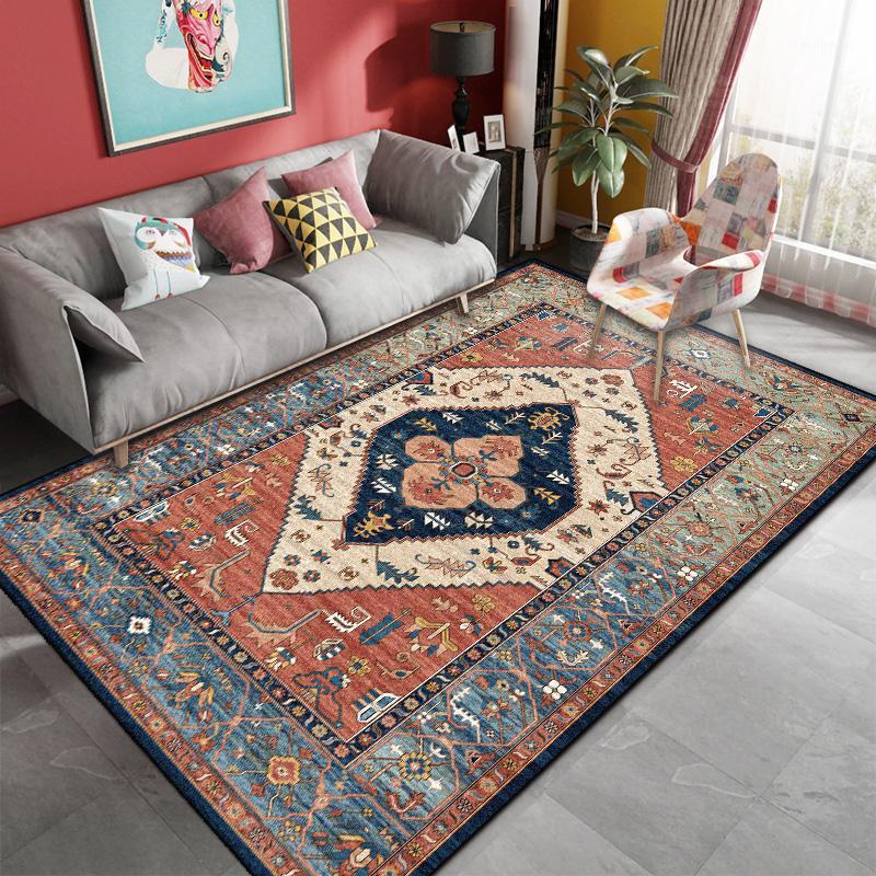 

Persian Vintage Carpet Living Room Decoration Mat Colorful Entrance Doormat Washable Kitchen Non-Slip Pad Sofa Reception Area Ru1, Oushi01