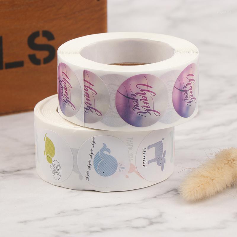 

500Pcs/roll Thank You Sticker Seal Labels Round Background For Package Personalized Stationery Stickers1