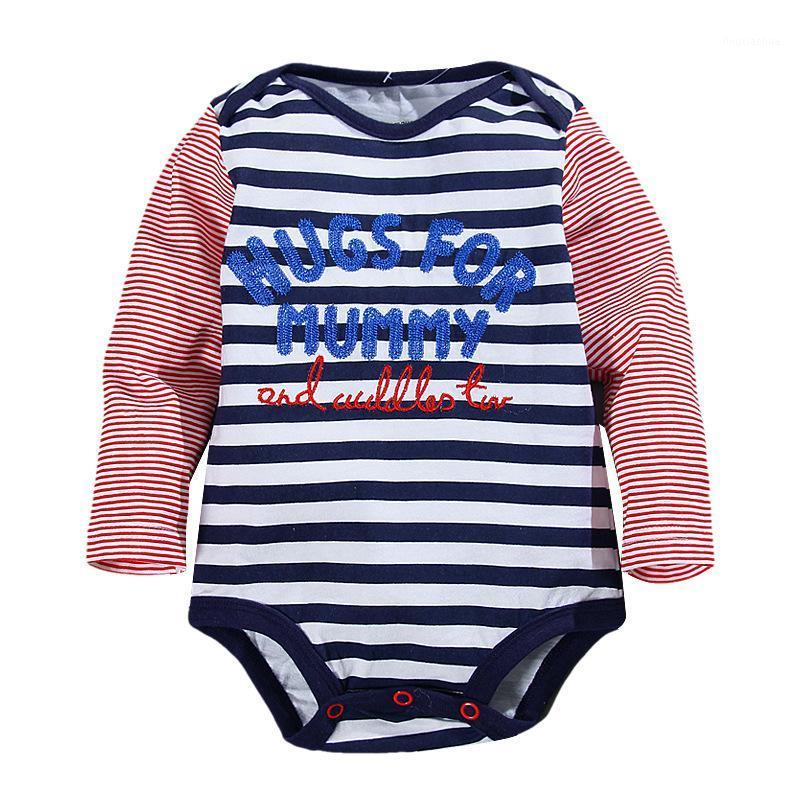 

Stripe Long Sleeve Baby Boy Bodysuits Newborn Body Clothes Toddler T-Shirts Roupas Embroidery Top Quality1, Red