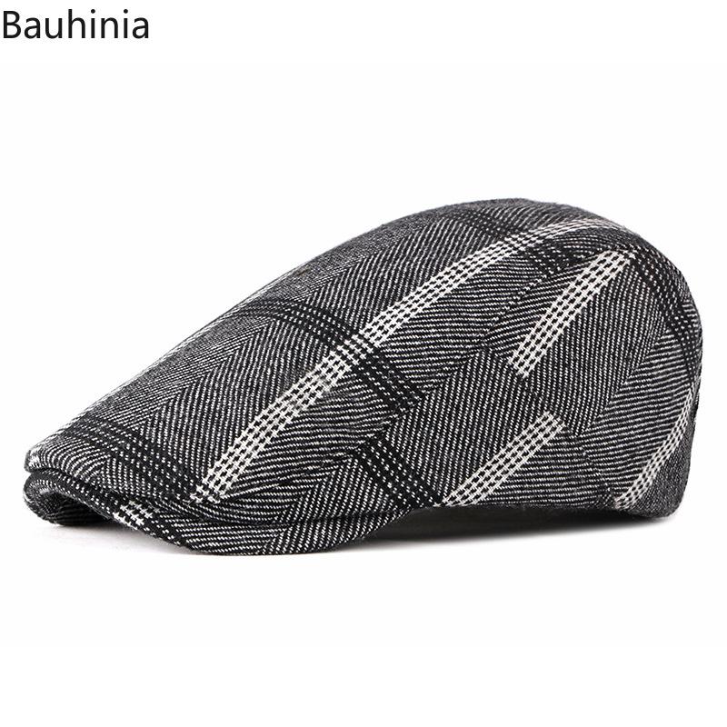 

Bauhinia England Style Men Cotton Caps Winter Artist Painter Beret Hat Male Vintage Visor Caps Thick War Hat Retro Newsboy, Khaki