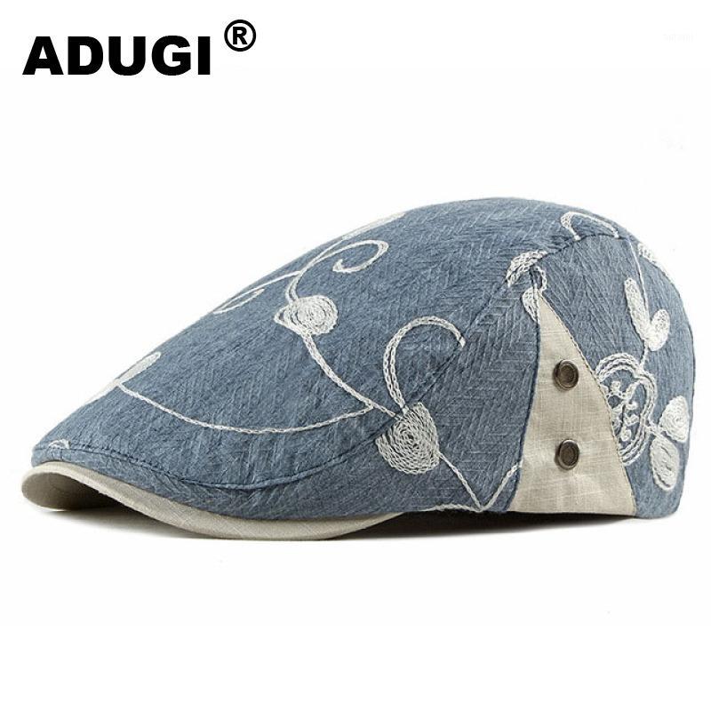 

ADUGI Spring and Summer Thin Section Ladies Cap National Style Fashion Beret Hat Female Sun Protection Sun Hat Forward1, Black