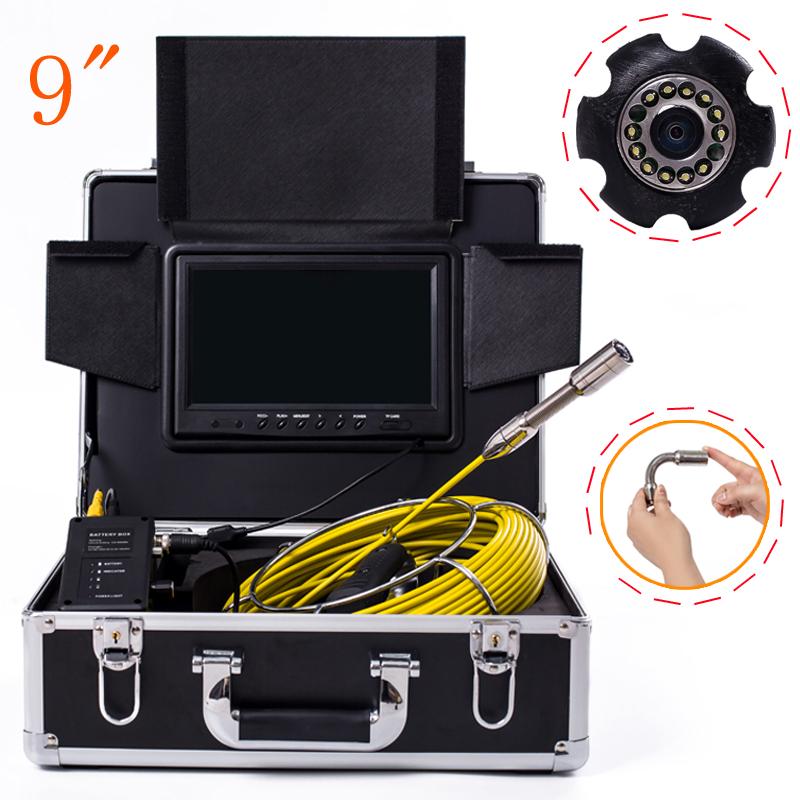 

23MM Lens Pipeline Industrial 9 inch Monitor 20M Cable Sewer Drain Inspection System Support Video Recording