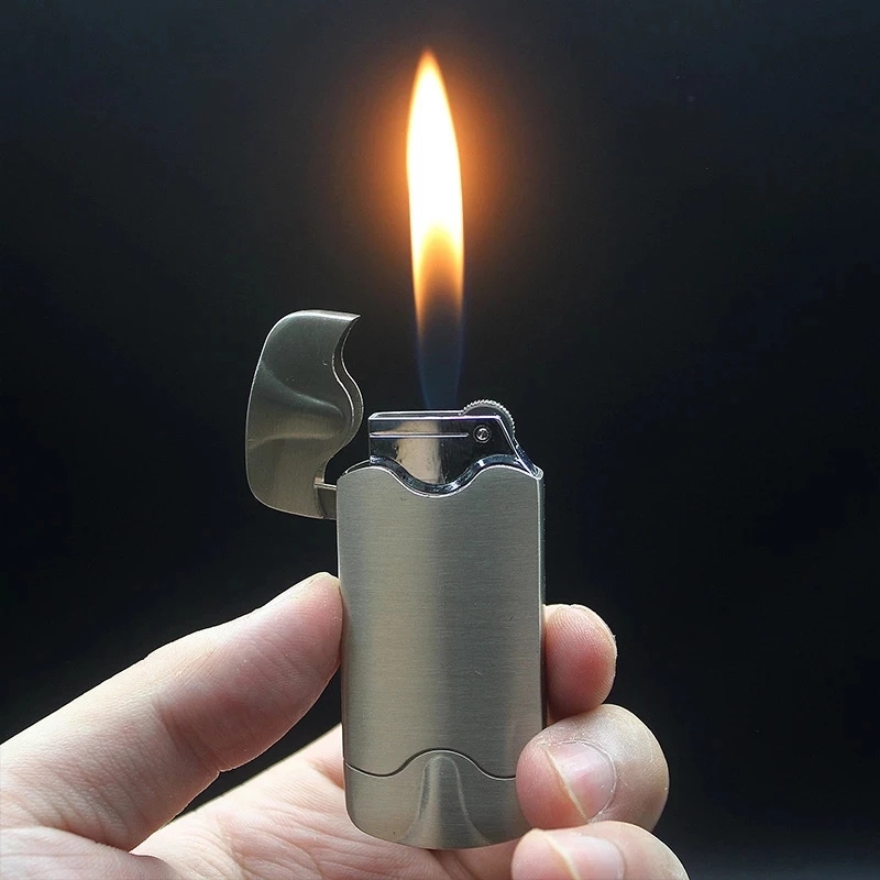 Cheap Creative Custom Gas Lighter Metal Free Fire Mini Refillable Butane Torch Flame Candle Lighters Jet Grinding Wheel Ingition Dropship-image-611190707