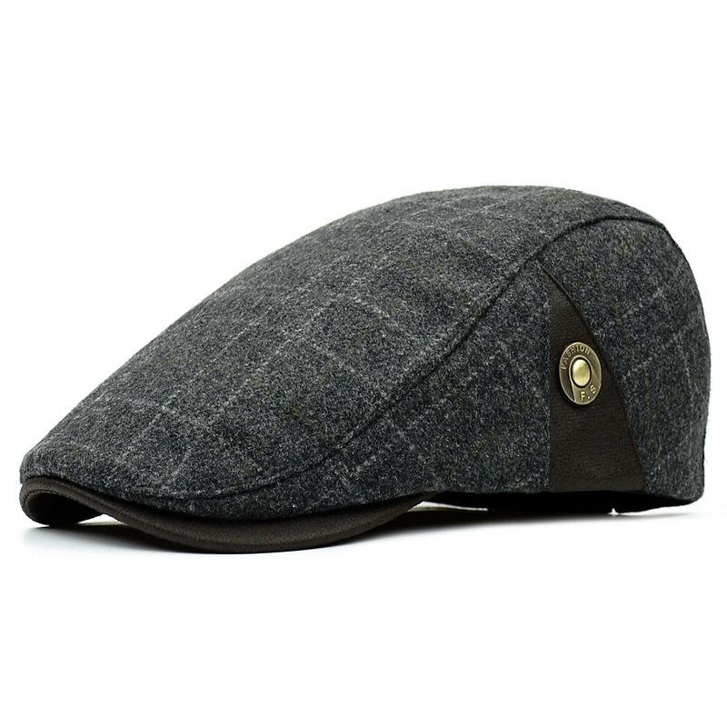 

New High Quality Retro Adult Berets Men Wool Plaid Cabbie Flatcap Hats for Women's Newsboy Caps