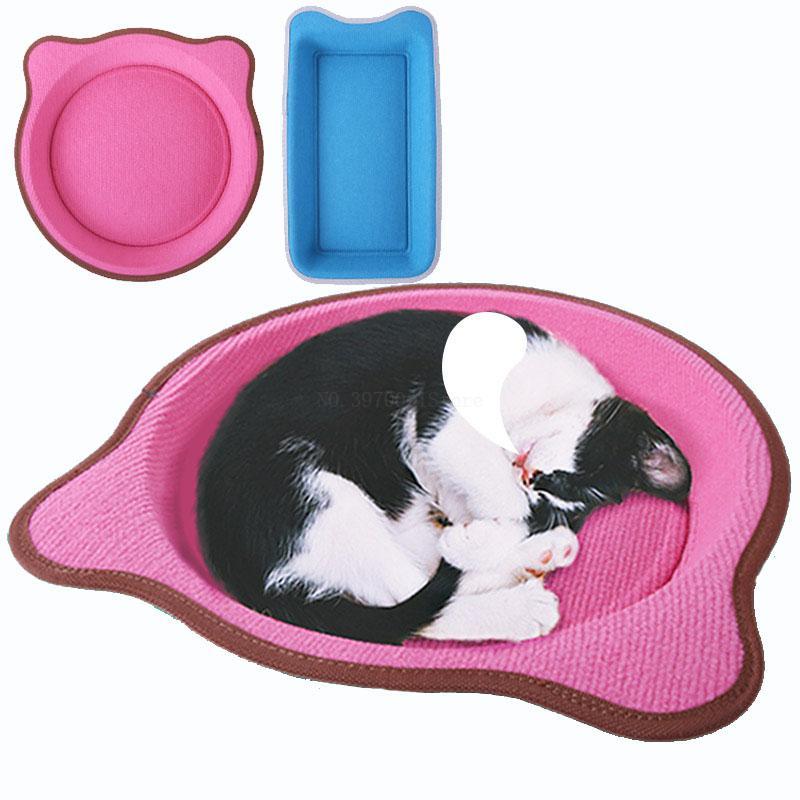 

pink Cat Toy Pet Mat Cat Cartoon Scratch Board Toy Kitten Scratch Mat Interactive Suede Pet bed Training Pad