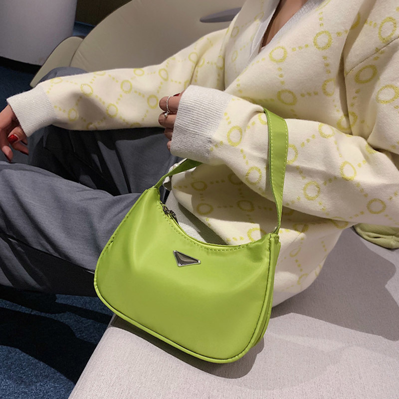 

Vintage Hobos Women Shoulder Bags Designer Handbags Casual Lady Messenger Bag Female Half Moon Small Purses Tote Nylon Baguettes C1016, Yellow