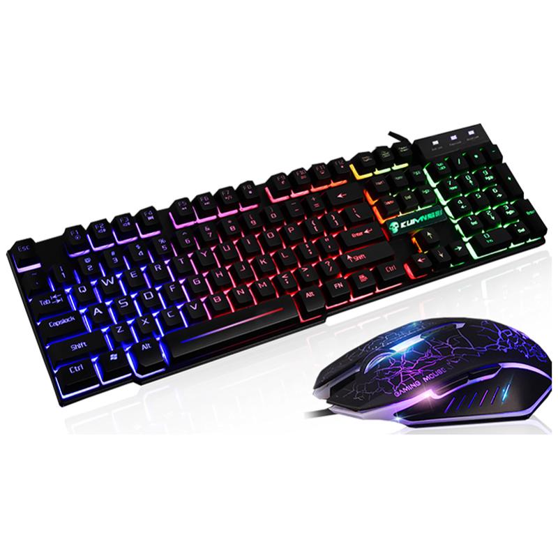 

USB Wired Keyboard Mouse Set With LED Backlight Waterproof Ergonomic Computer Gaming Keyboard+2400DPI Mouse For PC Laptop