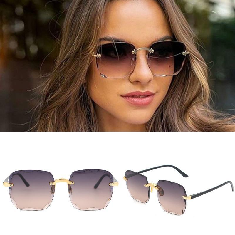 

Fashion Square Sunglasses Men Women Rimless Sun Glasses Male Designer Female Shades UV400 Eye Protection1