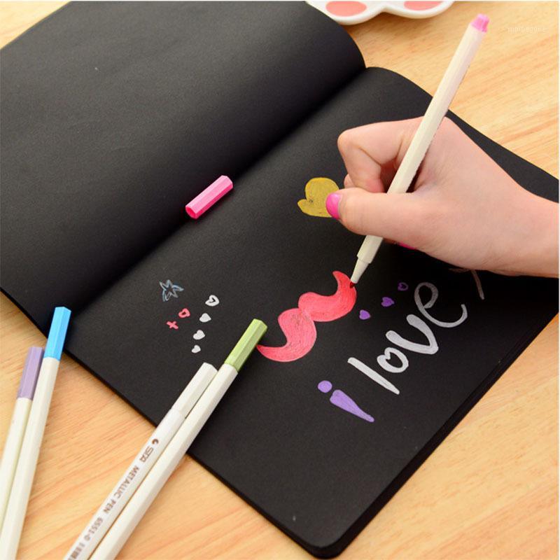 

28 Sheets Notebook Diary Black Paper Notepad A4 A6 Sketch Graffiti Notebook for Drawing Painting Office School Stationery Gifts1