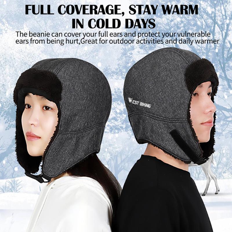 

Women Men Winter Warm Windproof Fleece Hat for Outdoor Sports Cycling Skiing Bicycle Thermal Cap Headwear, As pic