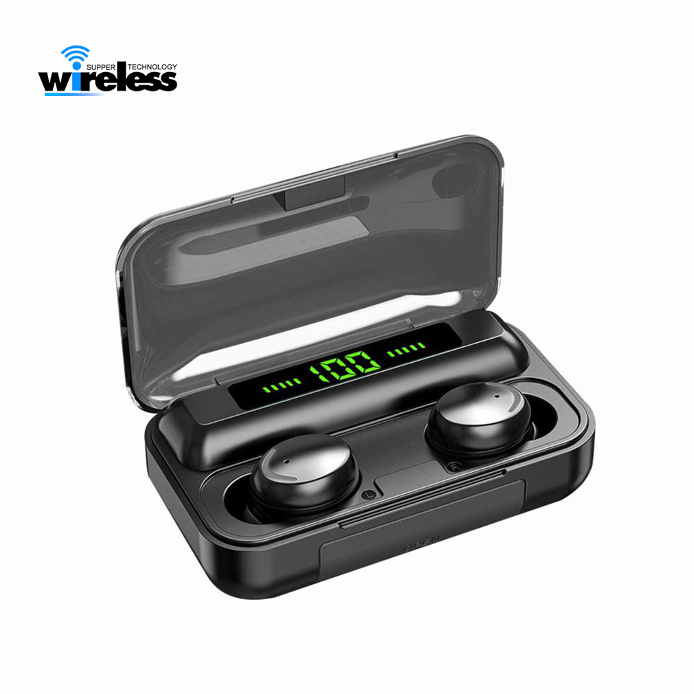 

F9-5c TWS Wireless Bluetooth Earphone 5.0 Touch headphones earbuds 9D Stereo Sport Music Waterproof LED Display Headset With Mic, Black