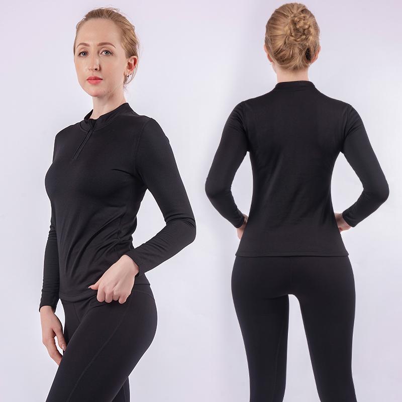 

Yoga Set Seamless Women' Fitness Set 2 Base Layers Clothing Ski Underwear Top Trousers Quick Dry Absorb Sweat Running Training, Black
